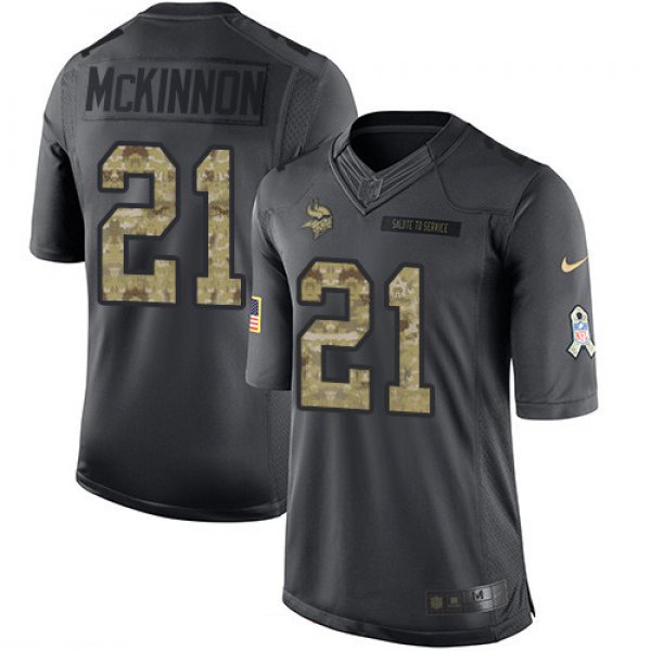 Men's Minnesota Vikings #21 Jerick McKinnon Black Anthracite 2016 Salute To Service Stitched NFL Nike Limited Jersey