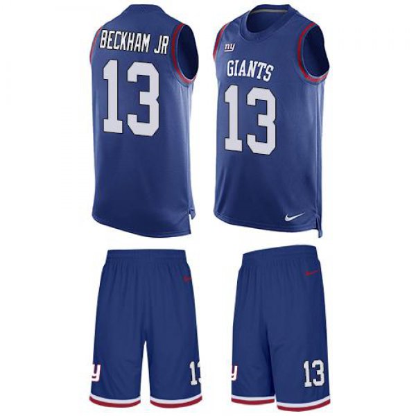 Nike Giants #13 Odell Beckham Jr Royal Blue Team Color Men's Stitched NFL Limited Tank Top Suit Jersey