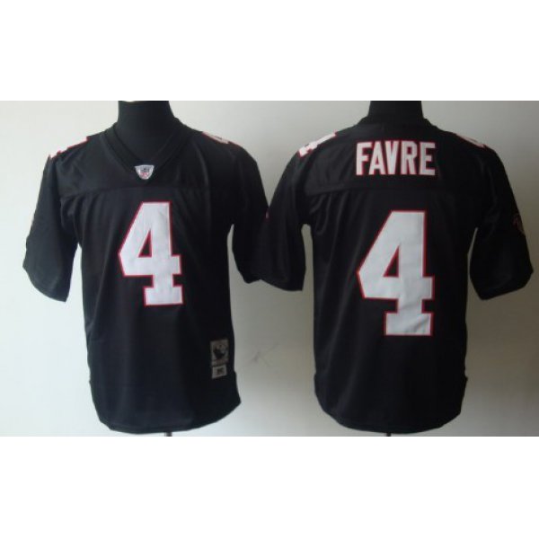 Atlanta Falcons #4 Brett Favre Black Throwback Jersey
