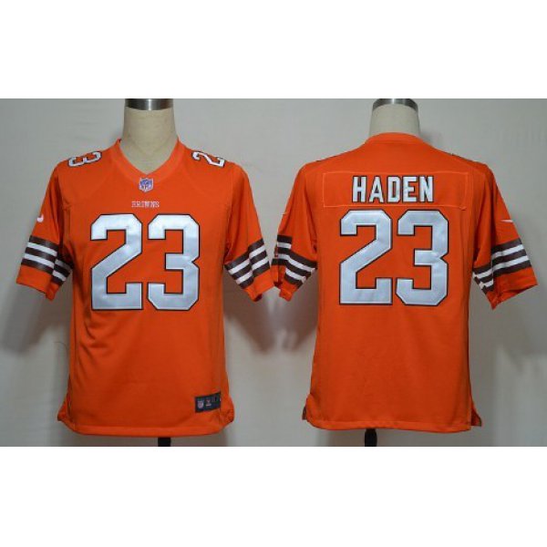 Nike Cleveland Browns #23 Joe Haden Orange Game Jersey