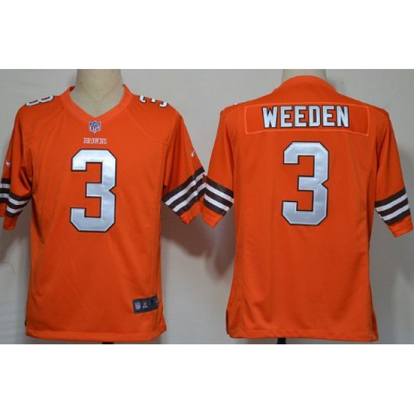 Nike Cleveland Browns #3 Brandon Weeden Orange Game Jersey