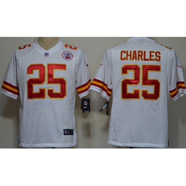 Nike Kansas City Chiefs #25 Jamaal Charles White Game Jersey