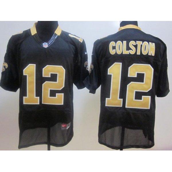 Nike New Orleans Saints #12 Marques Colston Black Elite Jersey