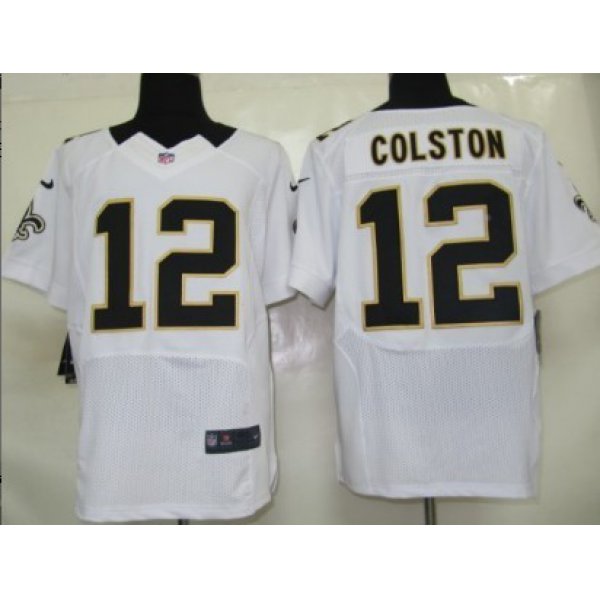 Nike New Orleans Saints #12 Marques Colston White Elite Jersey