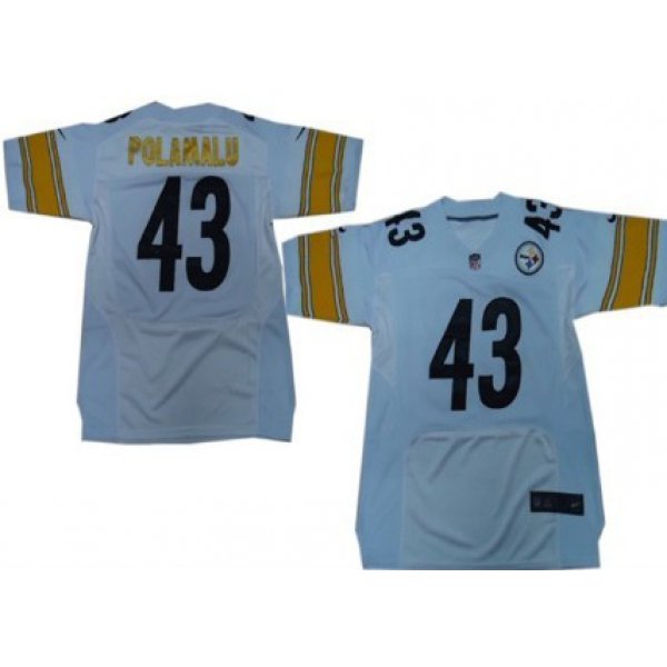 Nike Pittsburgh Steelers #43 Troy Polamalu White Elite Jersey