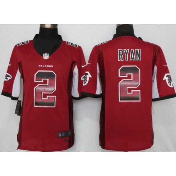 Men's Atlanta Falcons #2 Matt Ryan Red Stitched NFL 2015 Nike Strobe Fashion Jersey