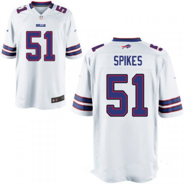 Men's Buffalo Bills #51 Brandon Spikes White Road Stitched NFL Nike Elite Jersey