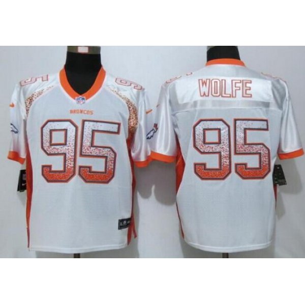 Men's Denver Broncos #95 Derek Wolfe White Drift Fashion NFL Nike Elite Jersey