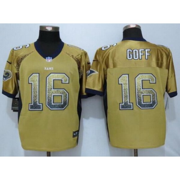 Men's Los Angeles Rams #16 Jared Goff Gold Drift Fashion NFL Nike Elite Jersey