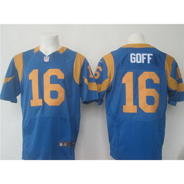 Men's Los Angeles Rams #16 Jared Goff Royal Blue Alternate NFL Nike Elite Jersey