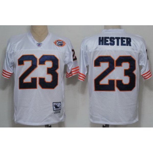 Chicago Bears #23 Devin Hester White Throwback With Bear Patch Jersey