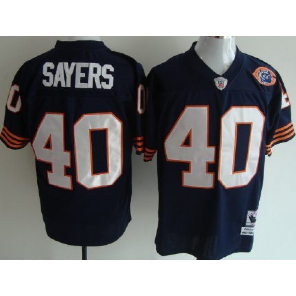 Chicago Bears #40 Gale Sayers Blue Throwback With Bear Patch  Jersey
