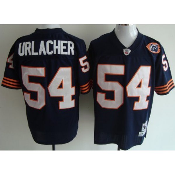 Chicago Bears #54 Brian Urlacher Blue Throwback With Bear Patch Jersey