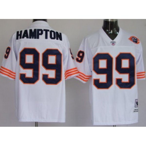 Chicago Bears #99 Dan Hampton White Throwback With Bear Patch Jersey