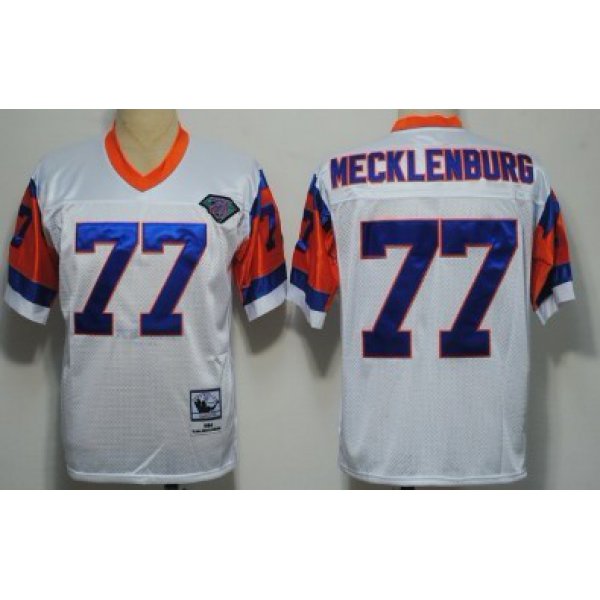 Denver Broncos #77 Karl Mecklenburg White 75TH Throwback Jersey