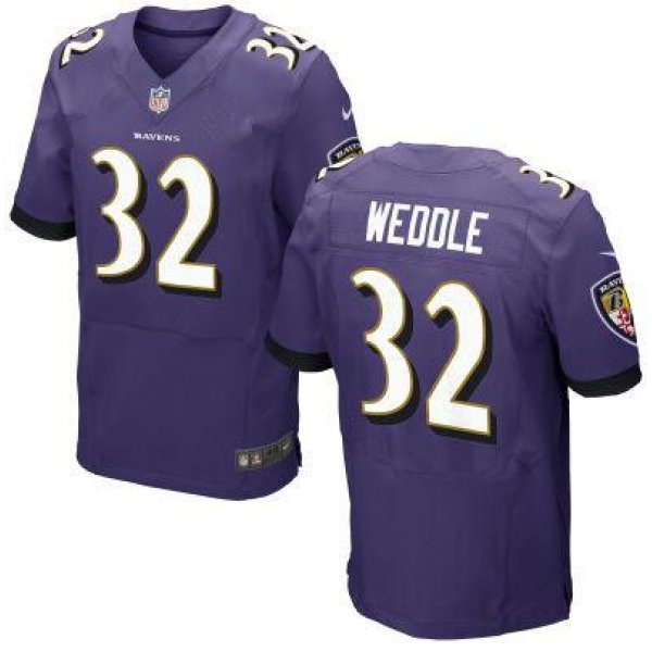 Men's Baltimore Ravens #32 Eric Weddle Purple Team Color NFL Nike Elite Jersey