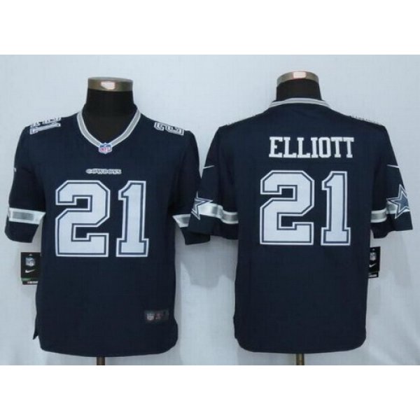 Men's Dallas Cowboys #21 Ezekiel Elliott Navy Blue Team Color NFL Nike Limited Jersey