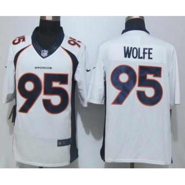 Men's Denver Broncos #95 Derek Wolfe White Road NFL Nike Limited Jersey