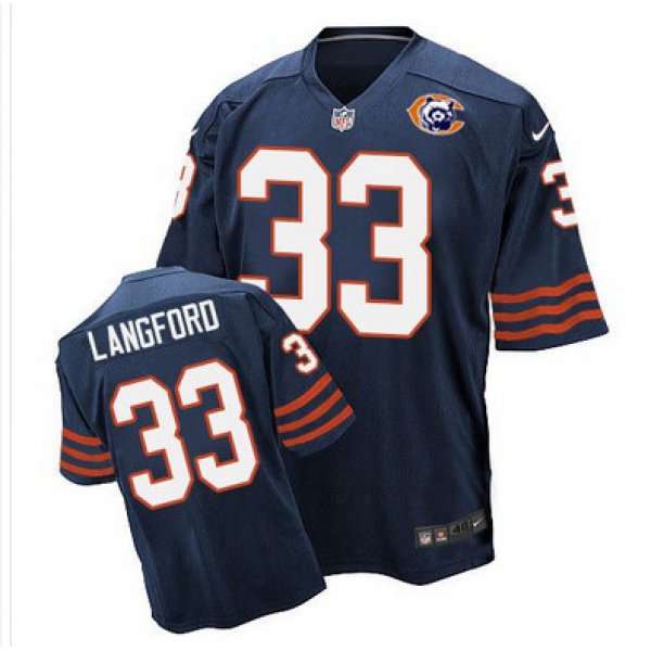 Nike Bears #33 Jeremy Langford Navy Blue Throwback Men's Stitched NFL Elite Jersey