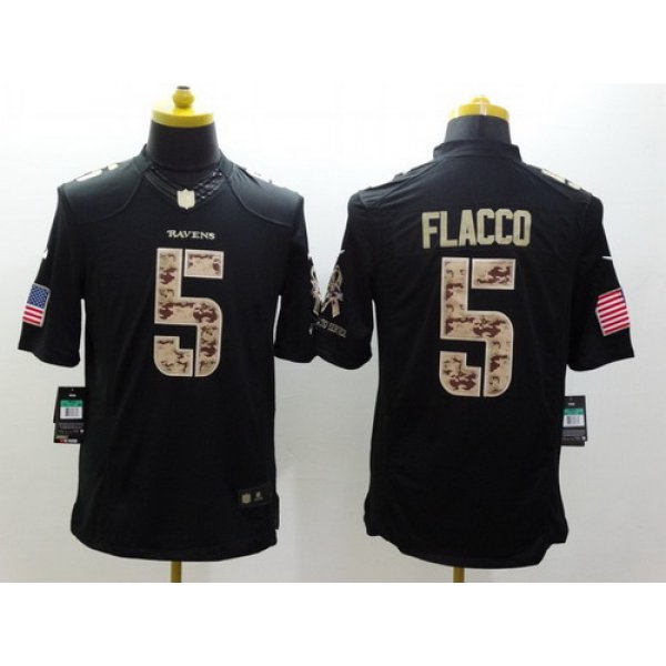 Nike Baltimore Ravens #5 Joe Flacco Salute to Service Black Limited Jersey