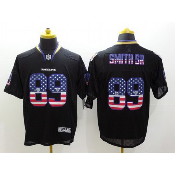Nike Baltimore Ravens #89 Steve Smith Sr 2014 USA Flag Fashion Black Elite Jersey