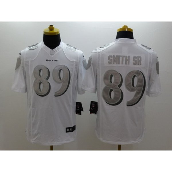 Nike Baltimore Ravens #89 Steve Smith Sr Platinum White Limited Jersey