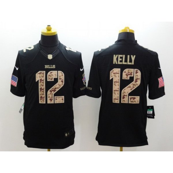 Nike Buffalo Bills #12 Jim Kelly Salute to Service Black Limited Jersey