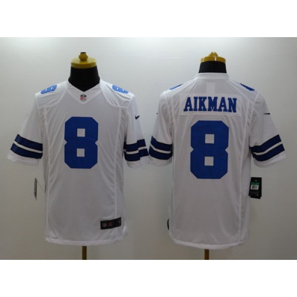Nike Dallas Cowboys #8 Troy Aikman White Limited Jersey