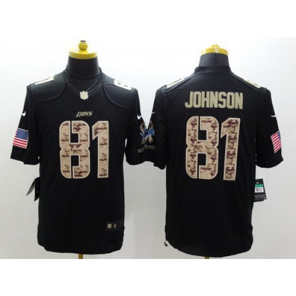 Nike Detroit Lions #81 Calvin Johnson Salute to Service Black Limited Jersey
