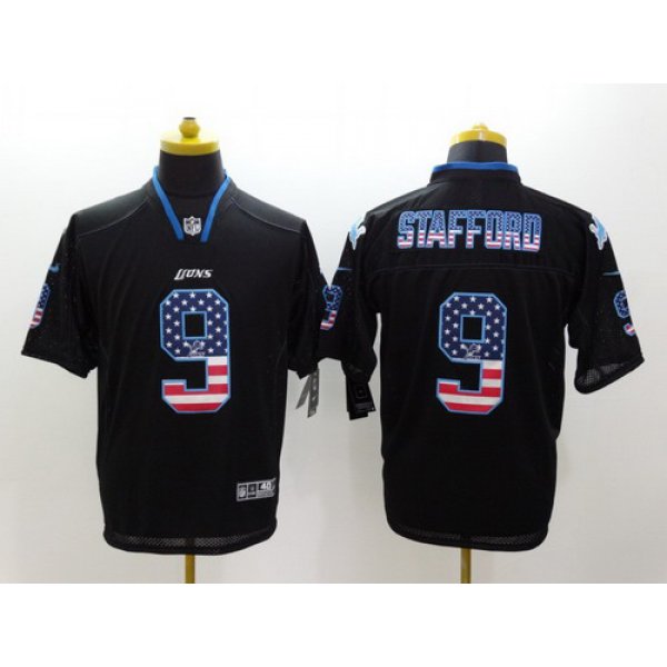 Nike Detroit Lions #9 Matthew Stafford 2014 USA Flag Fashion Black Elite Jersey