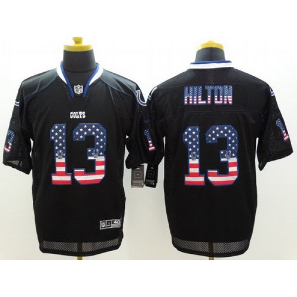 Nike Indianapolis Colts #13 T.Y. Hilton 2014 USA Flag Fashion Black Elite Jersey