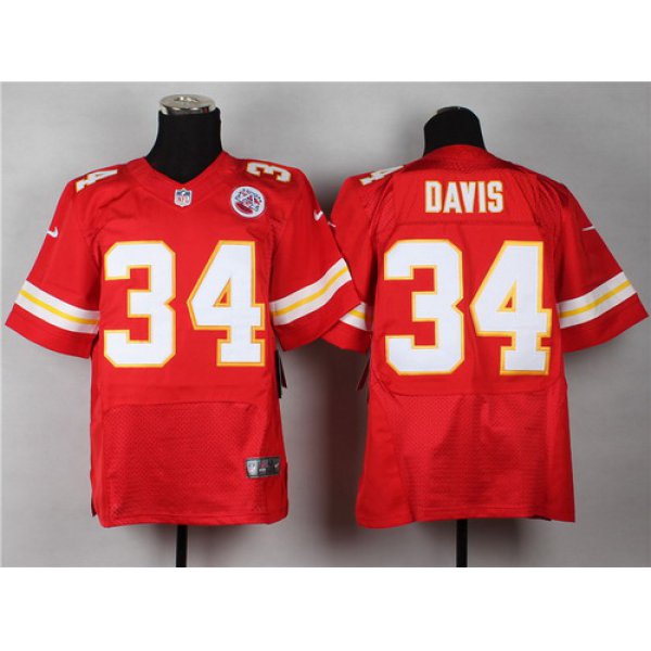 Nike Kansas City Chiefs #34 Knile Davis Red Elite Jersey