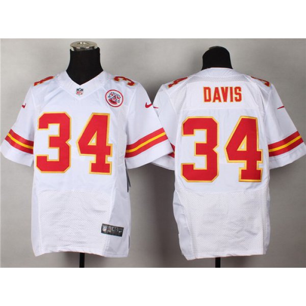 Nike Kansas City Chiefs #34 Knile Davis White Elite Jersey