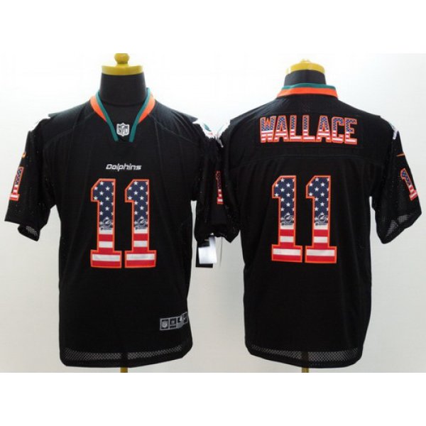 Nike Miami Dolphins #11 Mike Wallace 2014 USA Flag Fashion Black Elite Jersey