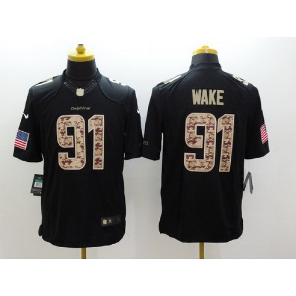 Nike Miami Dolphins #91 Cameron Wake Salute to Service Black Limited Jersey