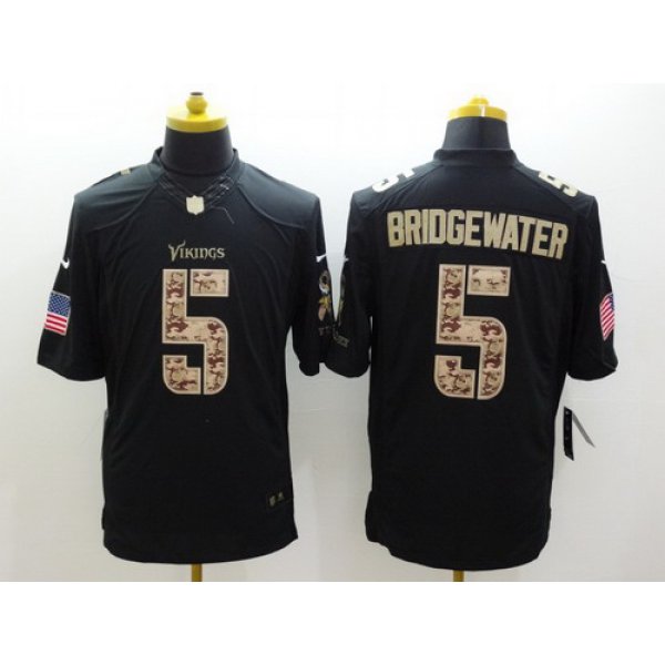Nike Minnesota Vikings #5 Teddy Bridgewater Salute to Service Black Limited Jersey