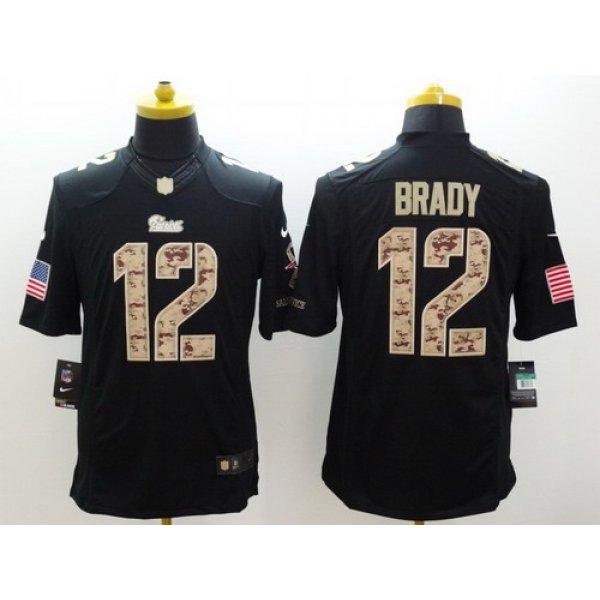 Nike New England Patriots #12 Tom Brady Salute to Service Black Limited Jersey