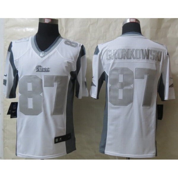Nike New England Patriots #87 Rob Gronkowski Platinum White Limited Jersey