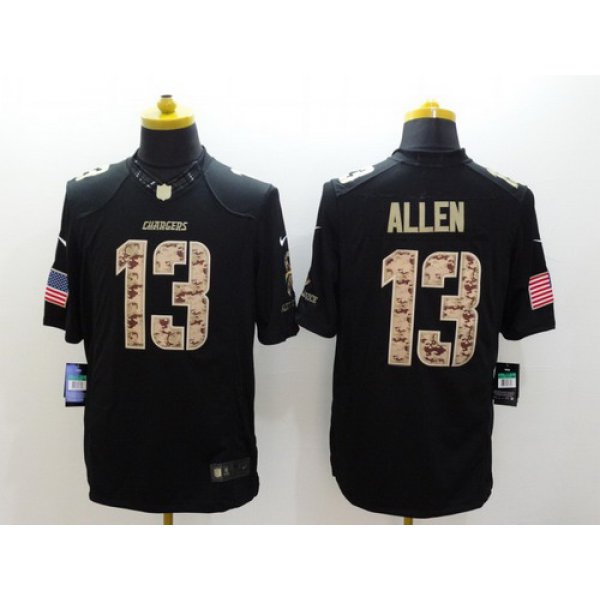 Nike San Diego Chargers #13 Keenan Allen Salute to Service Black Limited Jersey