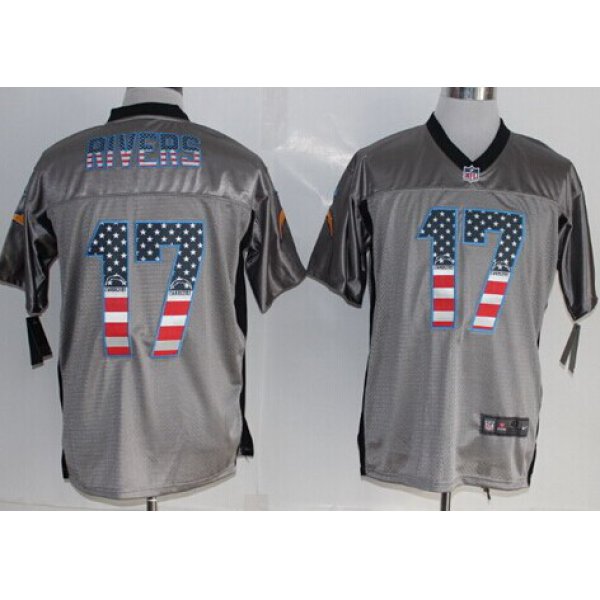 Nike San Diego Chargers #17 Philip Rivers 2014 USA Flag Fashion Gray Elite Jersey