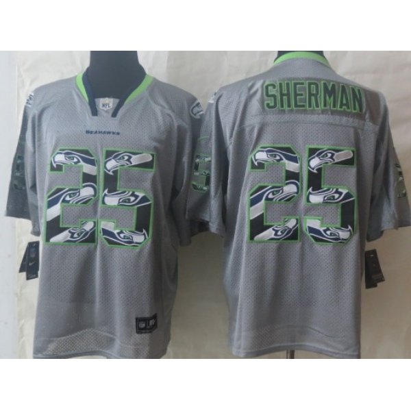 Nike Seattle Seahawks #25 Richard Sherman Lights Out Gray Ornamented Elite Jersey