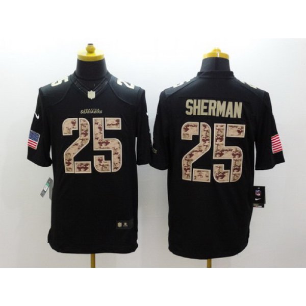 Nike Seattle Seahawks #25 Richard Sherman Salute to Service Black Limited Jersey