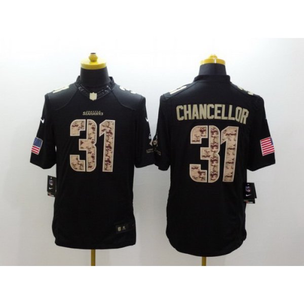 Nike Seattle Seahawks #31 Kam Chancellor Salute to Service Black Limited Jersey