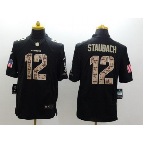 Nike Dallas Cowboys #12 Roger Staubach Salute to Service Black Limited Jersey