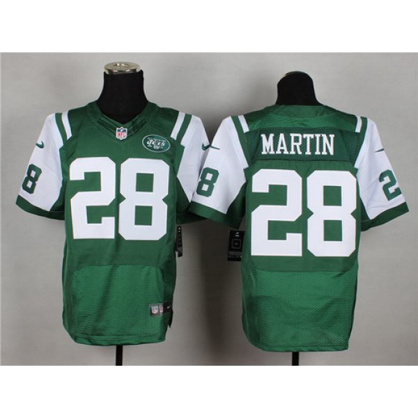 Nike New York Jets #28 Curtis Martin Green Elite Jersey
