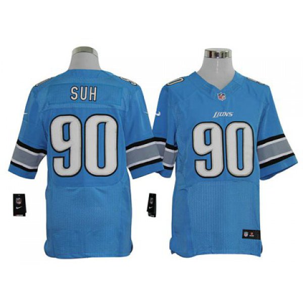 Size 60 4XL-Ndamukong Suh Detroit Lions #90 Light Blue Stitched Nike Elite NFL Jerseys