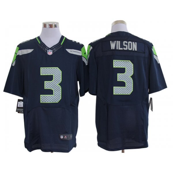 Size 60 4XL-Nike Seattle Seahawks #3 Wilson SeaBlue Colors Elite NFL Jerseys