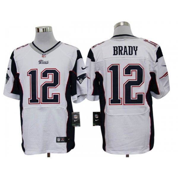 Size 60 4XL-Tom Brady New England Patriots #12 White Stitched Nike Elite NFL Jerseys