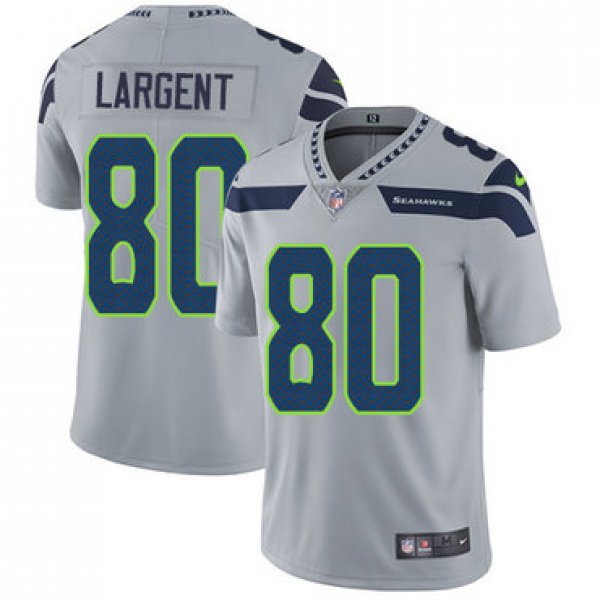 Nike Seattle Seahawks #80 Steve Largent Grey Alternate Men's Stitched NFL Vapor Untouchable Limited Jersey