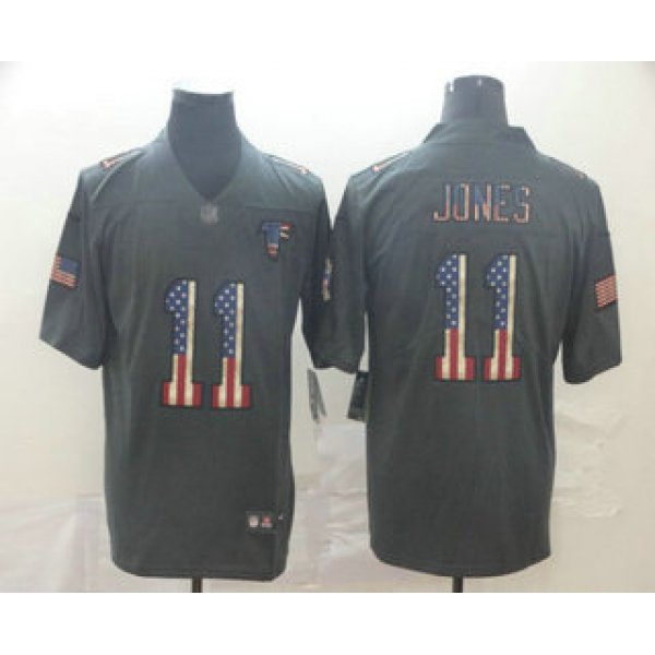 Men's Atlanta Falcons #11 Julio Jones 2019 Black Salute To Service USA Flag Fashion Limited Jersey